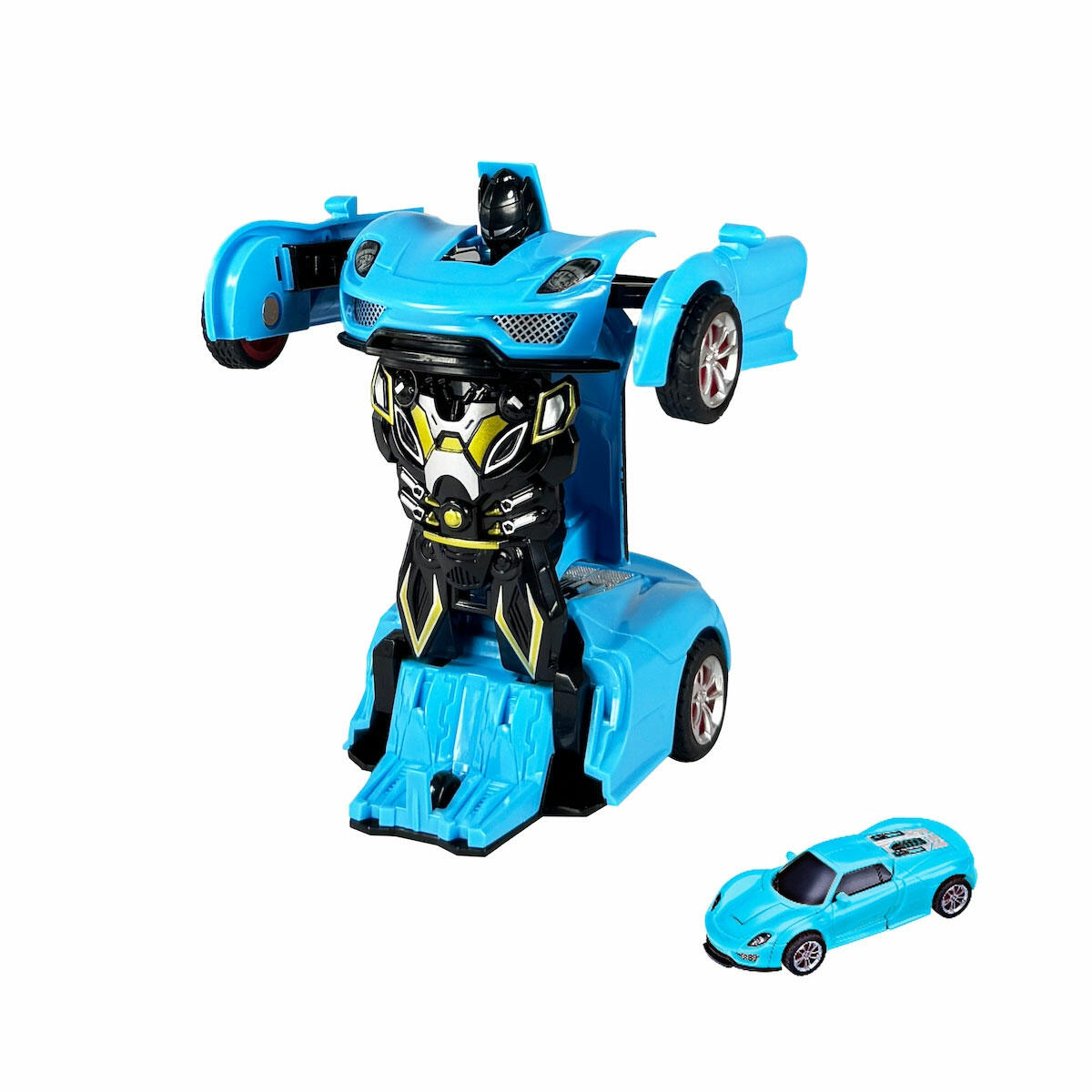 Vardem Sürtmeli Robota Dönüşen Araba 14 cm | 2'si 1 Arada Dönüşebilen Oyuncak | Sürtmeli Mekanizmalı Robot Araba Figürü