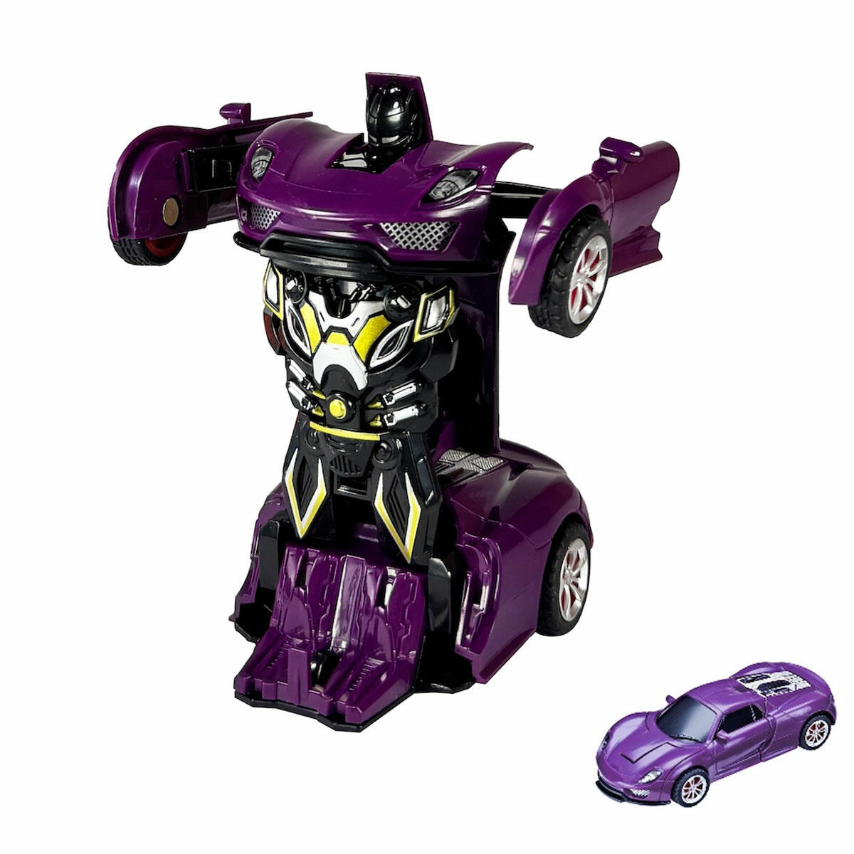 Vardem Sürtmeli Robota Dönüşen Araba 14 cm | 2'si 1 Arada Dönüşebilen Oyuncak | Sürtmeli Mekanizmalı Robot Araba Figürü