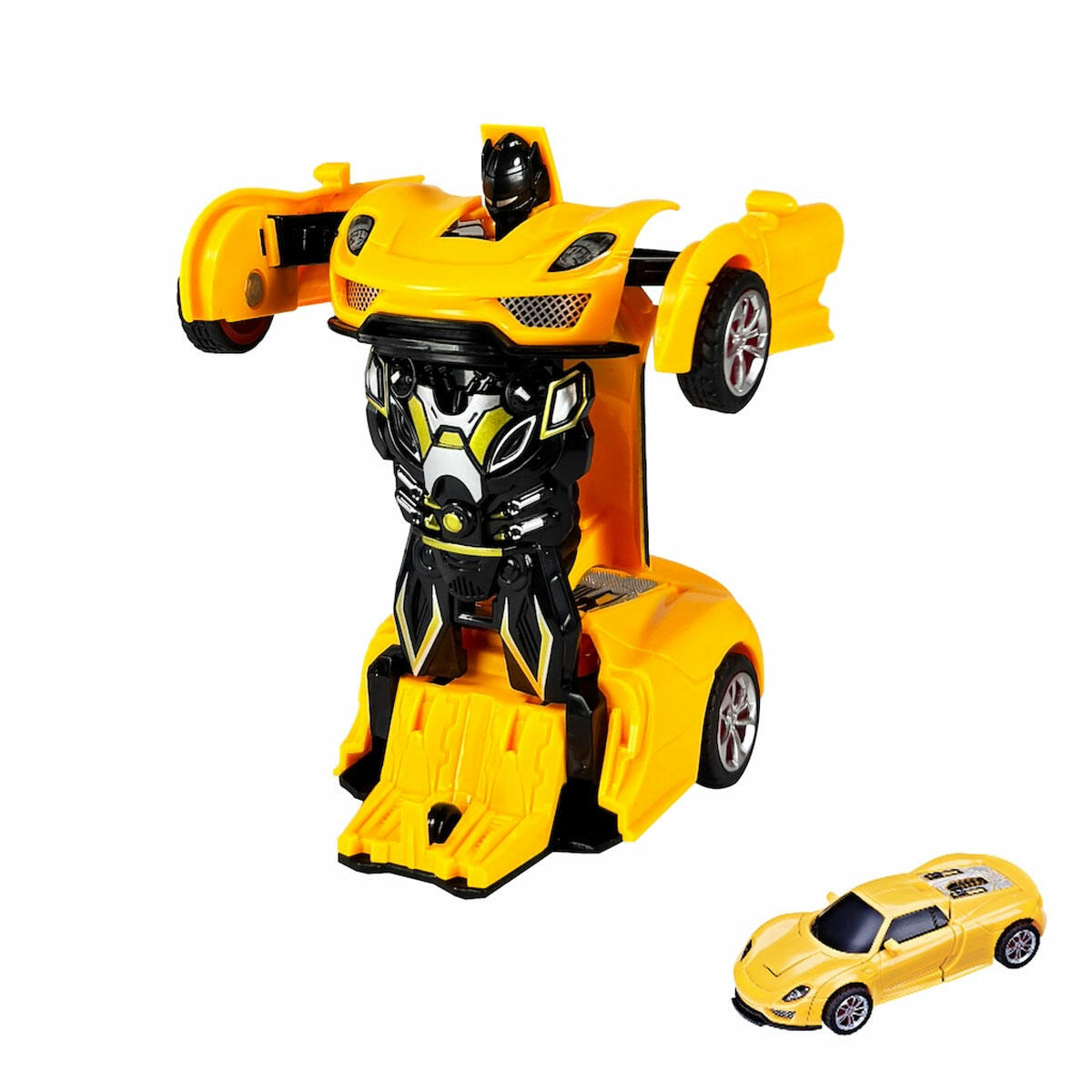 Vardem Sürtmeli Robota Dönüşen Araba 14 cm | 2'si 1 Arada Dönüşebilen Oyuncak | Sürtmeli Mekanizmalı Robot Araba Figürü