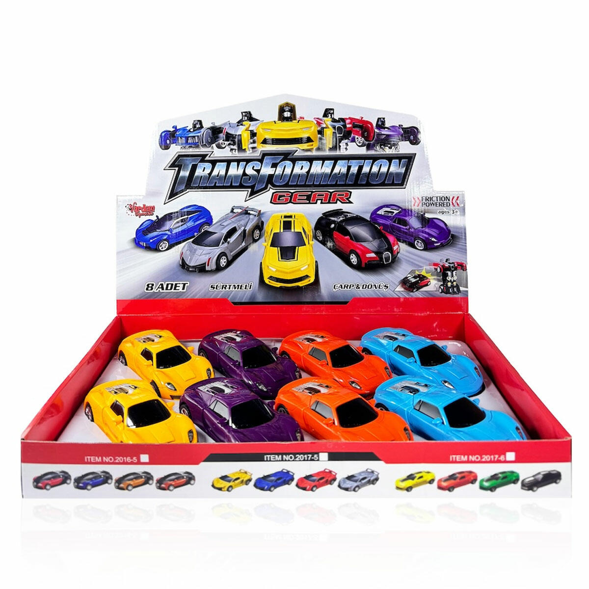 Vardem Sürtmeli Robota Dönüşen Araba 14 cm | 2'si 1 Arada Dönüşebilen Oyuncak | Sürtmeli Mekanizmalı Robot Araba Figürü