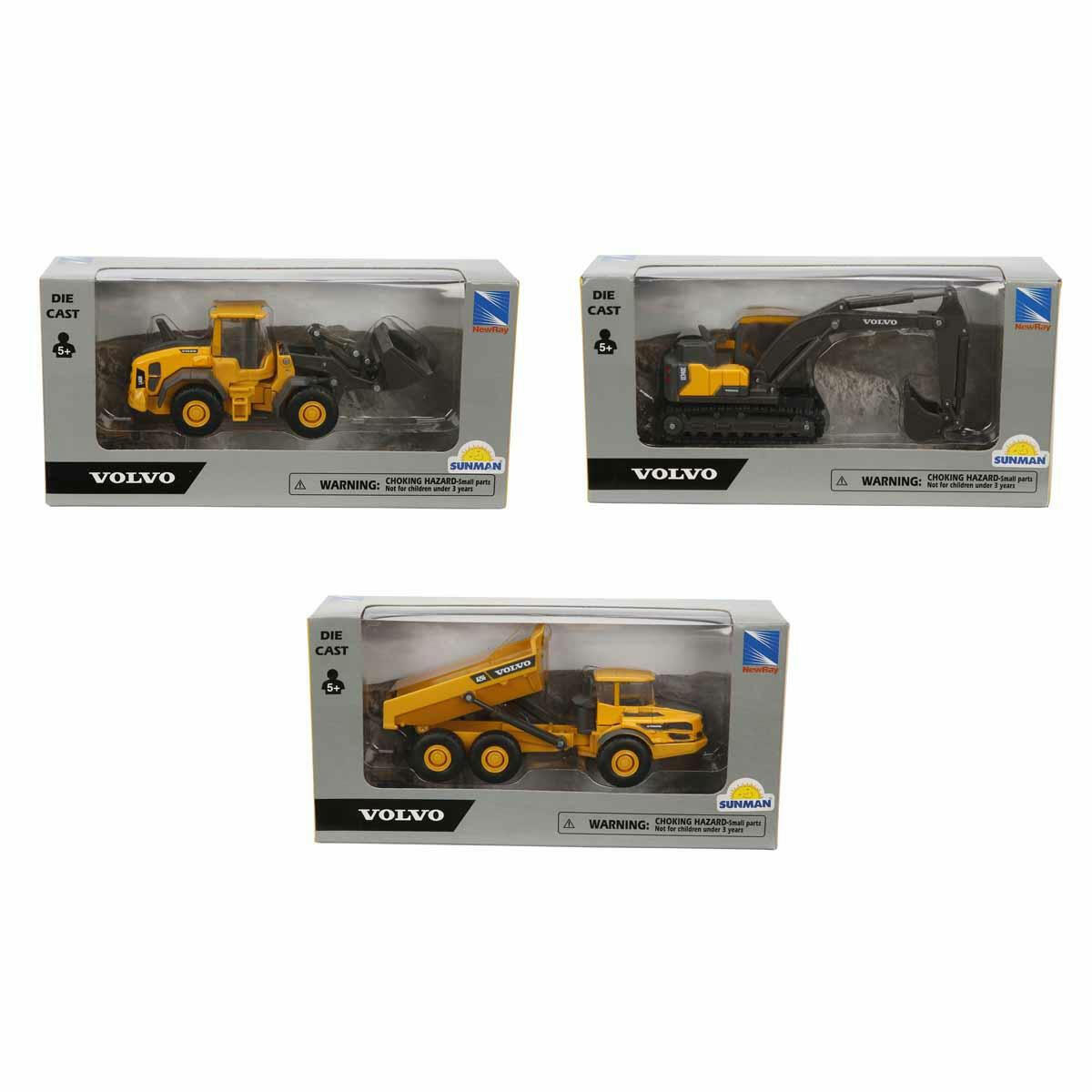 Volvo Mini İnşaat Araçları Serisi | Die-cast Metal Gövdeli Kamyon, Dozer ve Ekskavatör İş Makineleri Modelleri