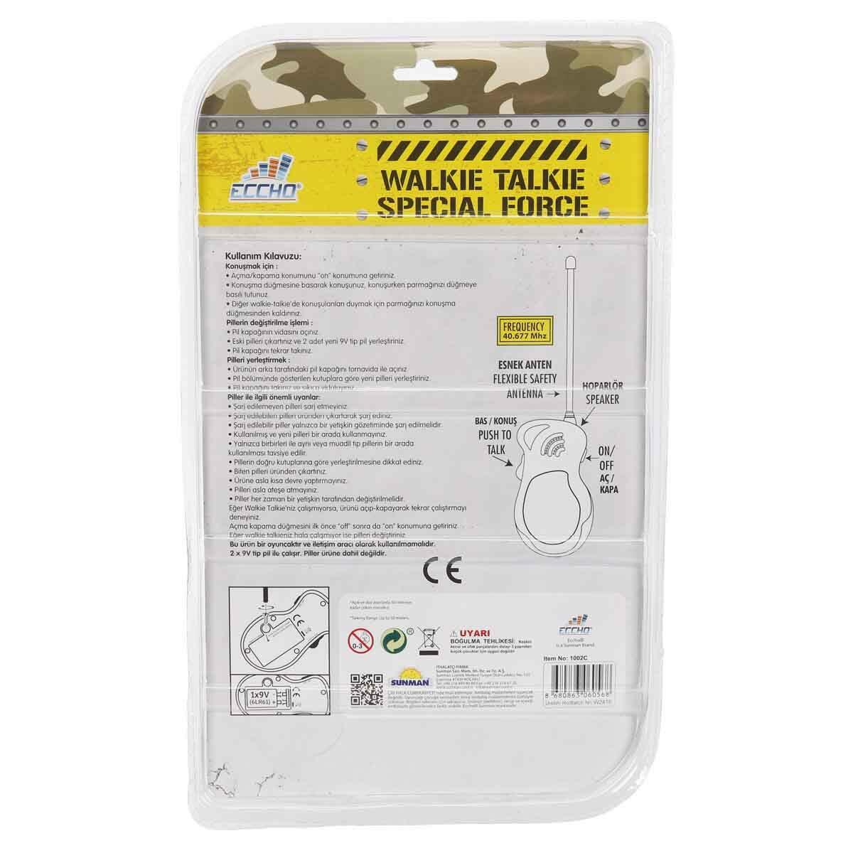 Walkie Talkie Asker Temalı Telsiz Seti | 50 Metre Menzilli 2’li Telsiz | Feyza Oyuncak Casus Ve Haberleşme Serisi