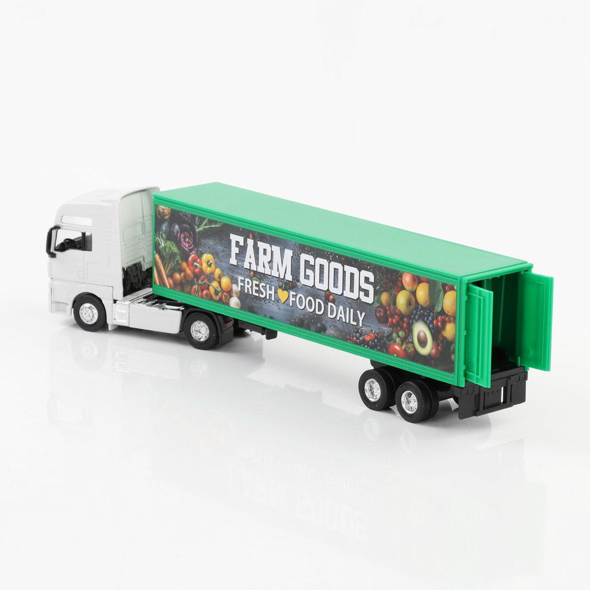 Welly 1:64 Lisanslı Metal MAN Dorseli Tır – Açılır Kapaklı, Katlanır Ayakçıklı Mini Model Tır