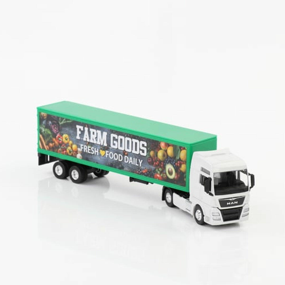 Welly 1:64 Lisanslı Metal MAN Dorseli Tır – Açılır Kapaklı, Katlanır Ayakçıklı Mini Model Tır