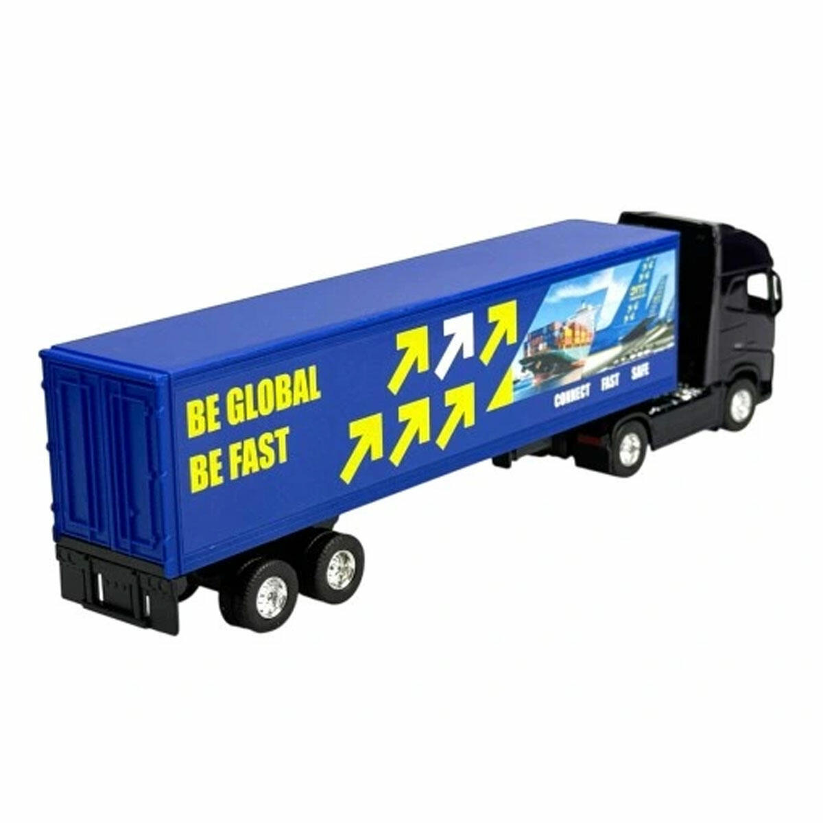 Welly 1:64 Lisanslı Metal Volvo Dorseli Tır – Açılır Kapaklı, Katlanır Ayakçıklı Mini Model Tır