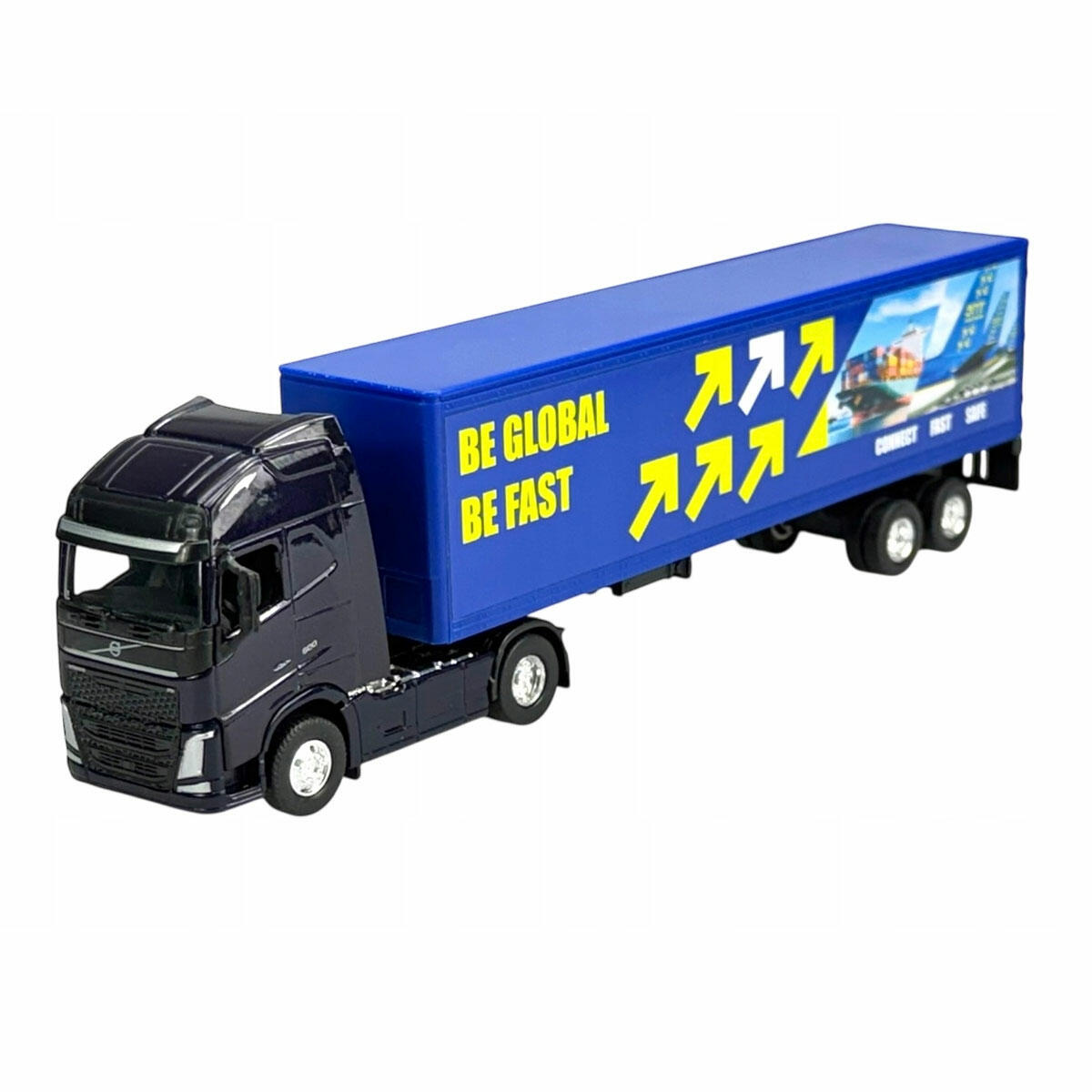 Welly 1:64 Lisanslı Metal Volvo Dorseli Tır – Açılır Kapaklı, Katlanır Ayakçıklı Mini Model Tır