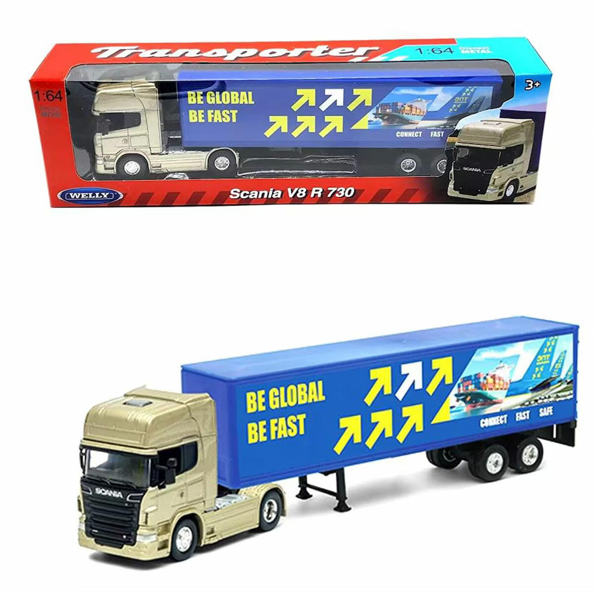 Welly 1:64 Scania R730 Trailer Tır – Die-Cast Çekici Metal Model Tır