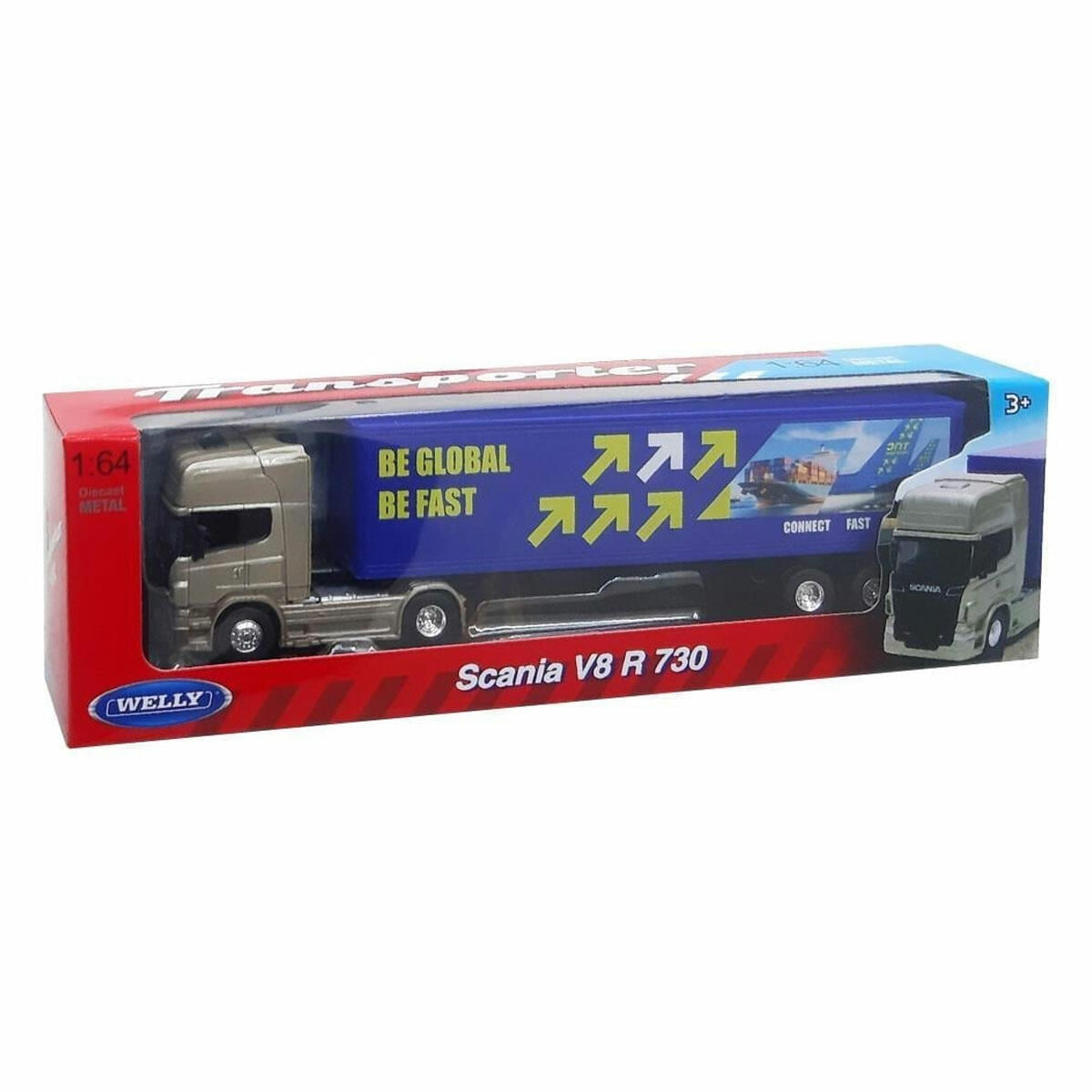 Welly 1:64 Scania R730 Trailer Tır – Die-Cast Çekici Metal Model Tır