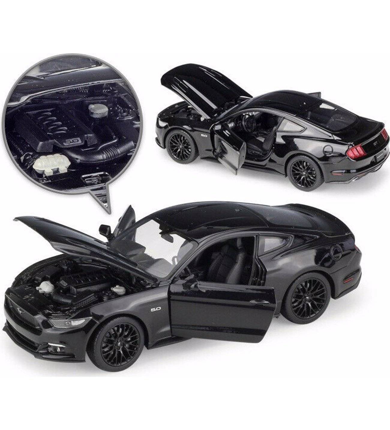 Welly 1:24 2015 Ford Mustang GT Mat Siyah Model Araba