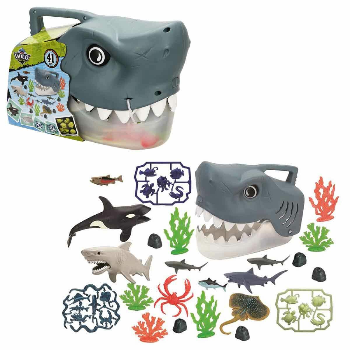 Wild Quest Köpek Balığı Kova Seti 41 Parça | Karanlıkta Parlayan Deniz Canlıları | Hareketli Ve Taşınabilir Okyanus Dünyası