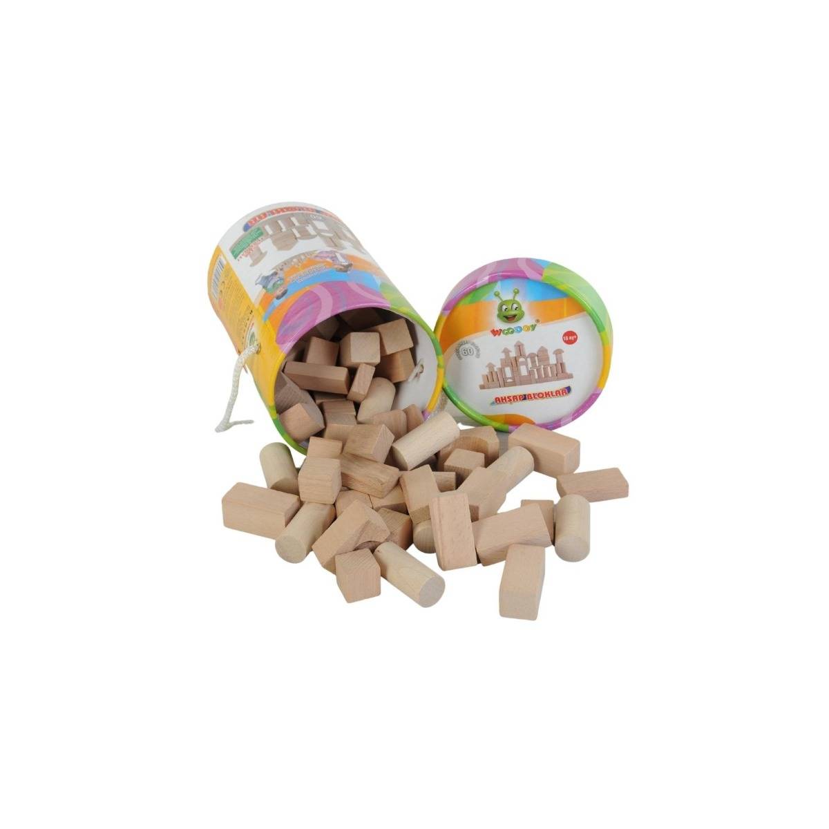 Woody Küçük Kovalı Ahşap Bloklar 60 Parça