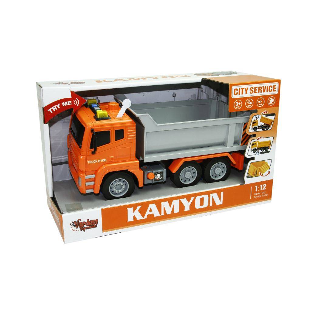1:12 Sürtmeli Sesli Işıklı Damperli Kamyon