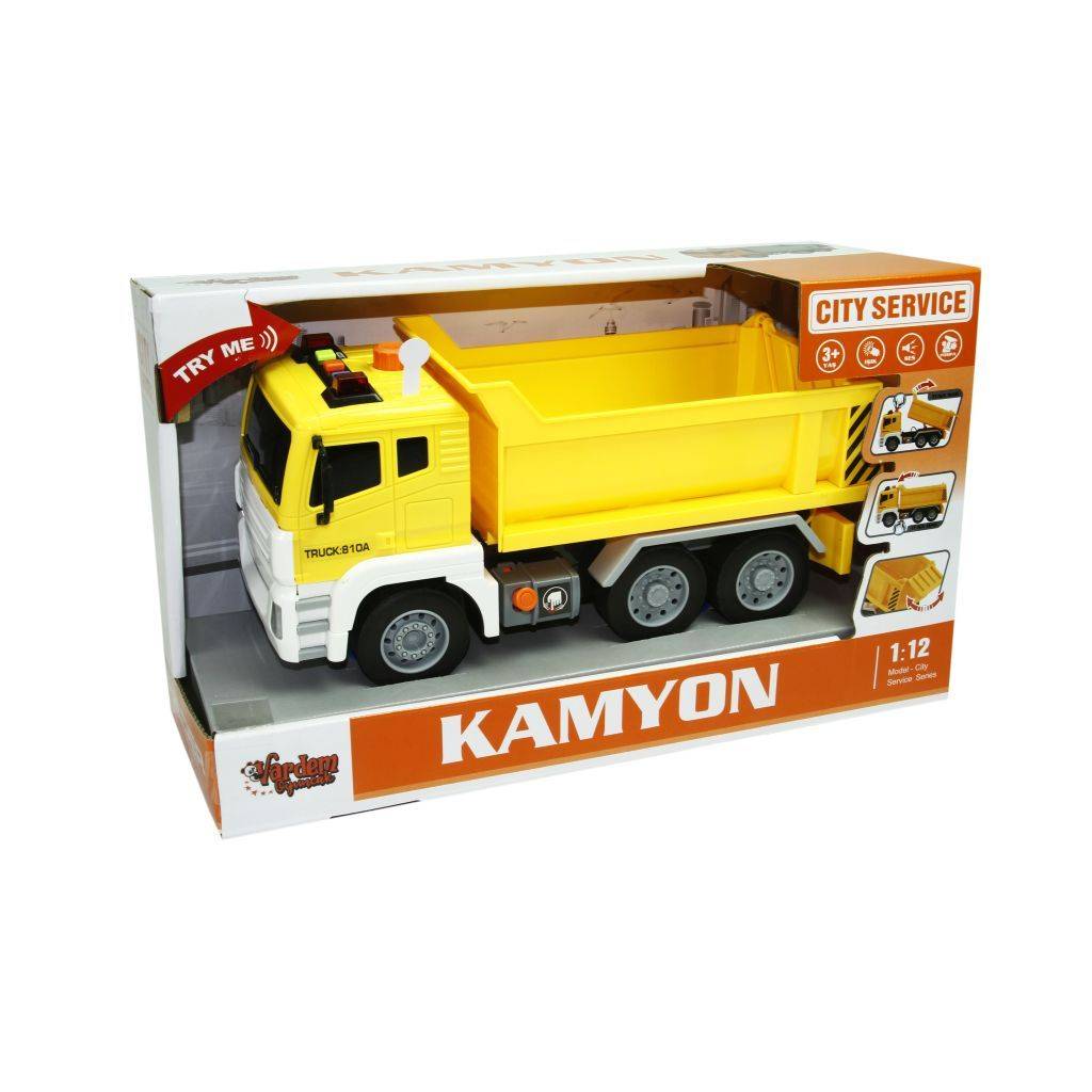 1:12 Sürtmeli Sesli Işıklı Damperli Kamyon