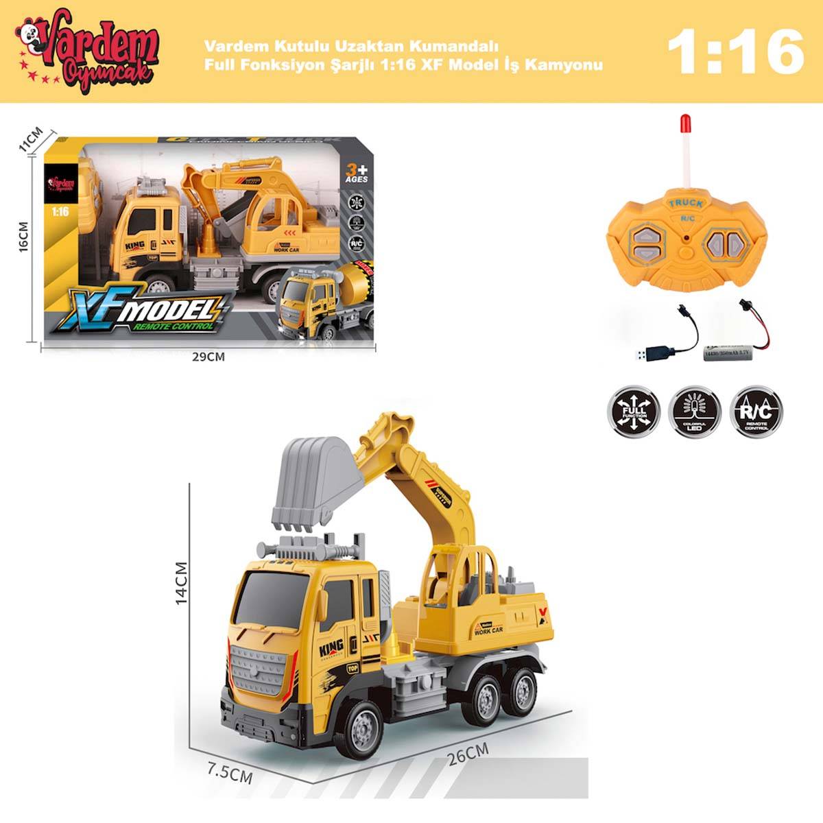 Uzaktan Kumandalı Şarjlı 1:16 XF Model İnşaat Kamyonu - 4 Model