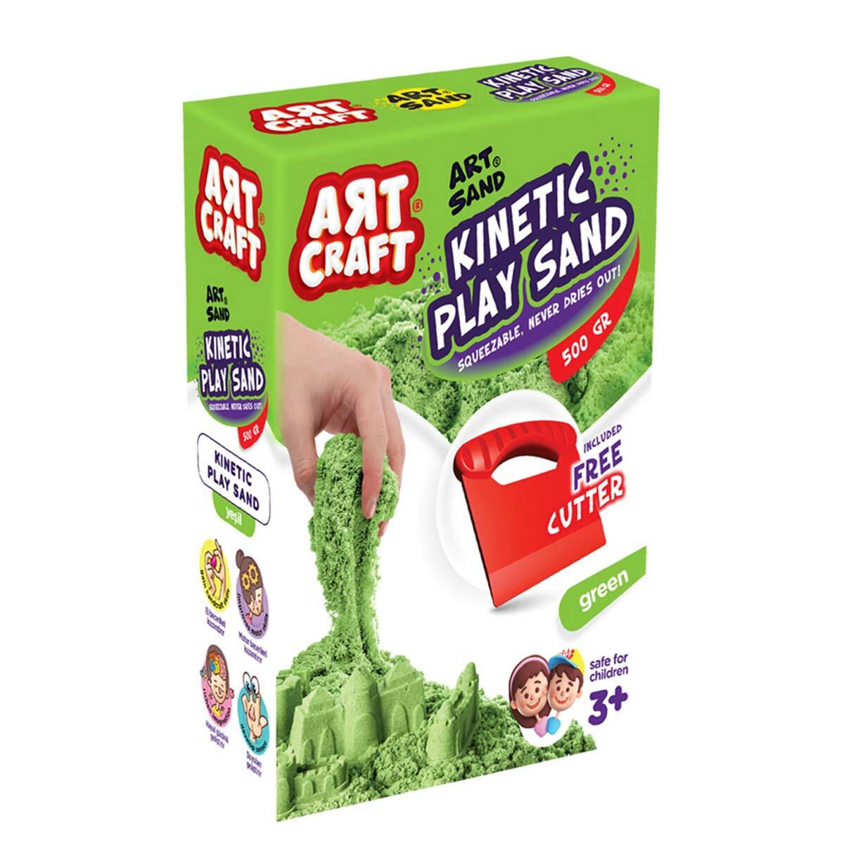 Art Craft Yeşil Kinetik Oyun Kumu 500 Gr | Kurumayan Eğitici Oyun Kumu | Sağlık Bakanlığı Onaylı Duyusal Aktivite Seti