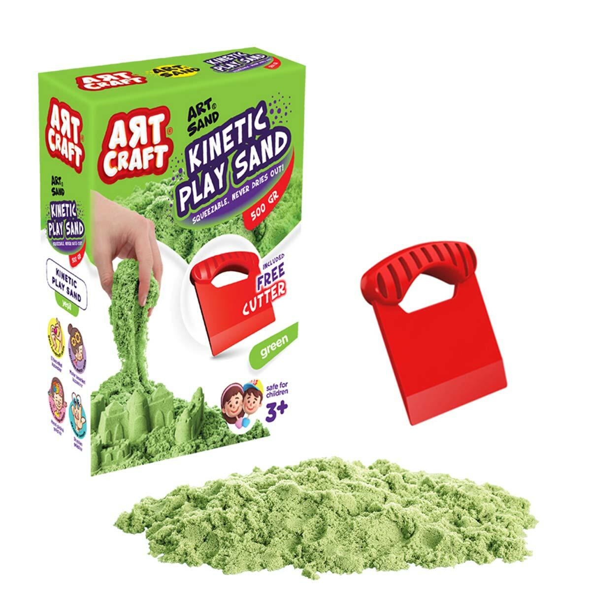 Art Craft Yeşil Kinetik Oyun Kumu 500 Gr | Kurumayan Eğitici Oyun Kumu | Sağlık Bakanlığı Onaylı Duyusal Aktivite Seti