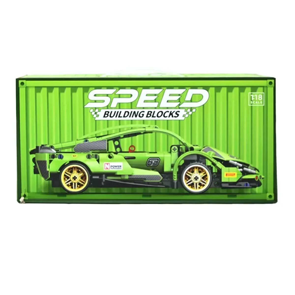 Yeşil Süper Spor Araba Yapım Seti | 451 Parça 1:18 Ölçek | Makas Kapılı ve Çek-Bırak Mekanizmalı Model