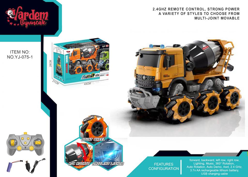 Uzaktan Kumandalı 1:14 Akrobat Beton Mikseri