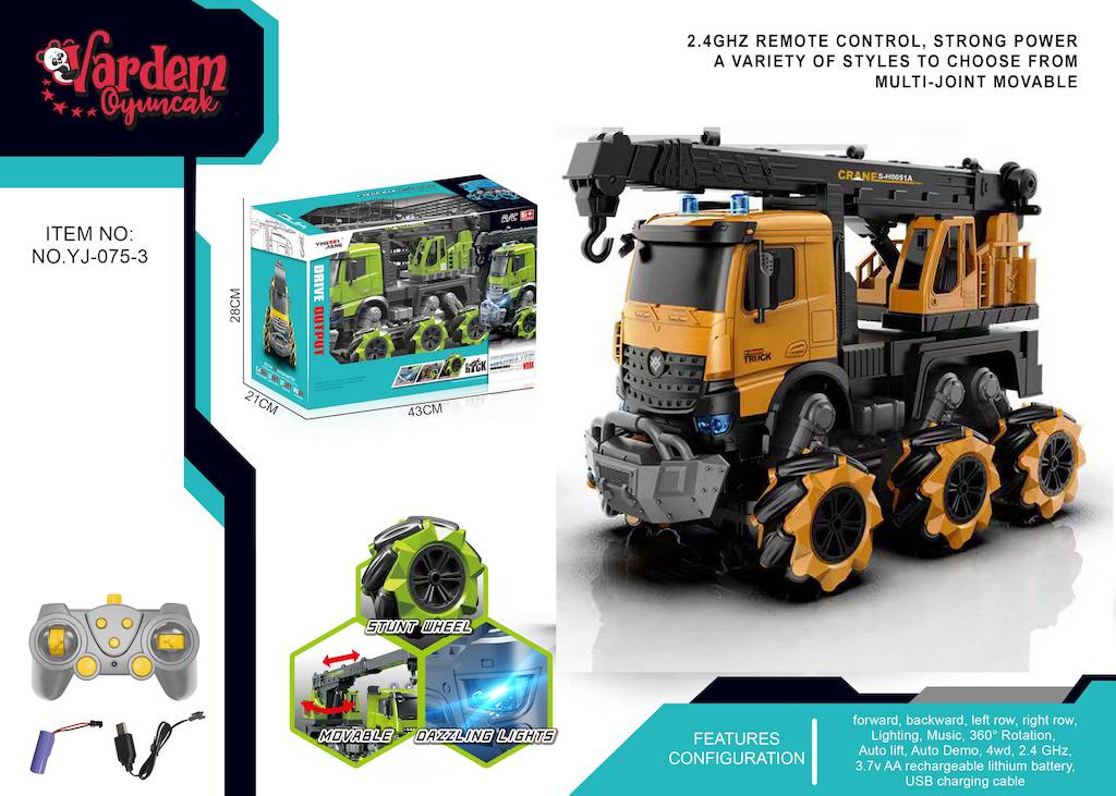 1:14 Uzaktan Kumandalı Full Fonksiyon 2.4G Kamyon Vinç