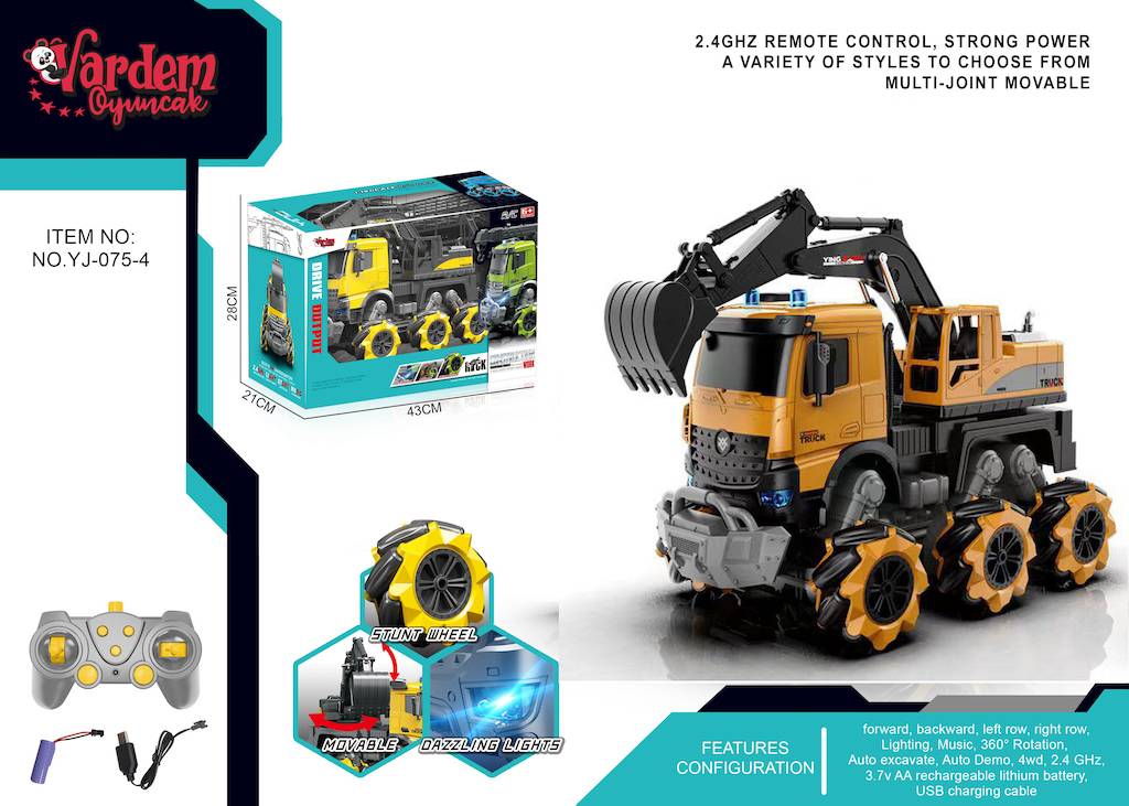 1:14 Uzaktan Kumandalı Full Fonksiyon 2.4G Kamyon Kazıcı