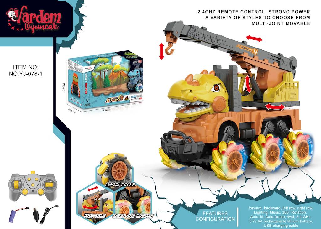 Uzaktan Kumandalı 1:14 Akrobat Dinozor Kamyon Vinç