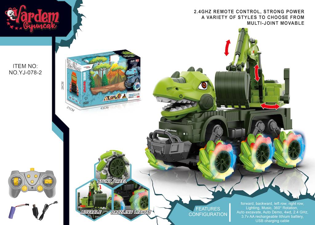 Uzaktan Kumandalı 1:14 Akrobat Dinozor Kamyon Kazıcı