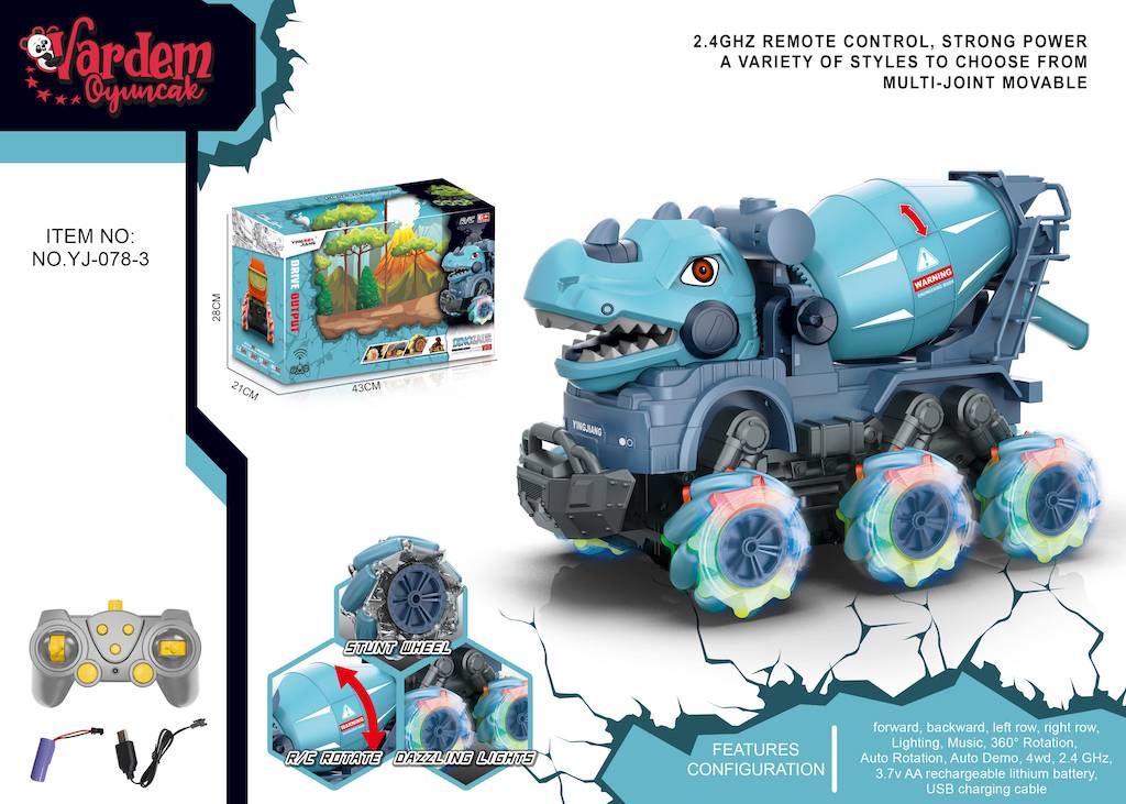 Uzaktan Kumandalı 1:14 Akrobat Dinozor Beton Mikseri