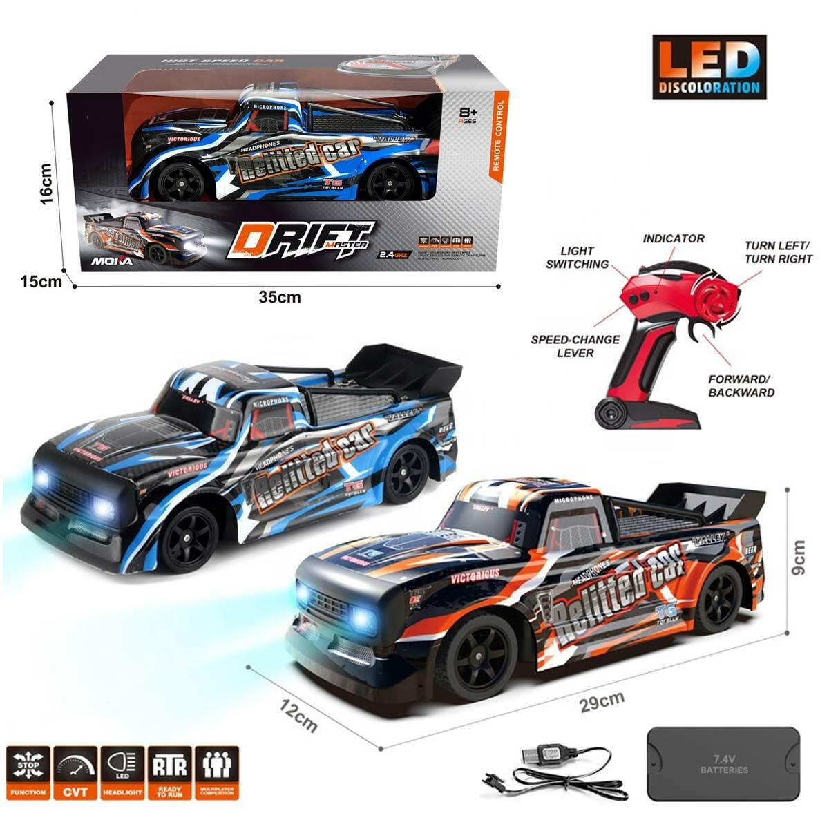 Uzaktan Kumandalı Yüksek Hızlı Drift Arazi Arabası | 15 km/s Sürat ve 4WD Çekiş | 2.4G Frekanslı Işıklı Yarış Aracı