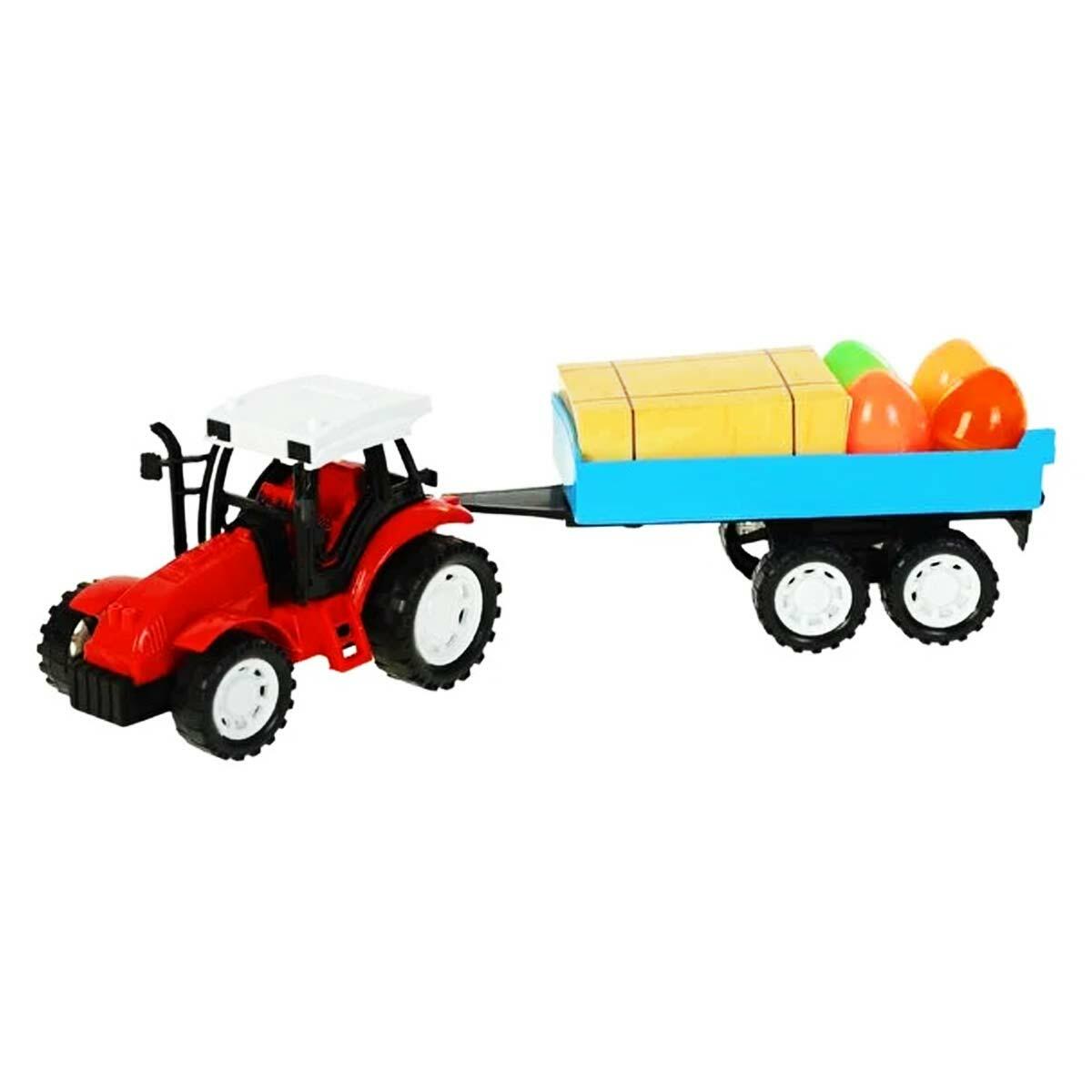 Sürtmeli Yumurta Taşıyan Traktör 32 cm | Renkli Yumurtalı Çiftlik Aracı | Eğitici Sürtmeli Oyuncak Traktör