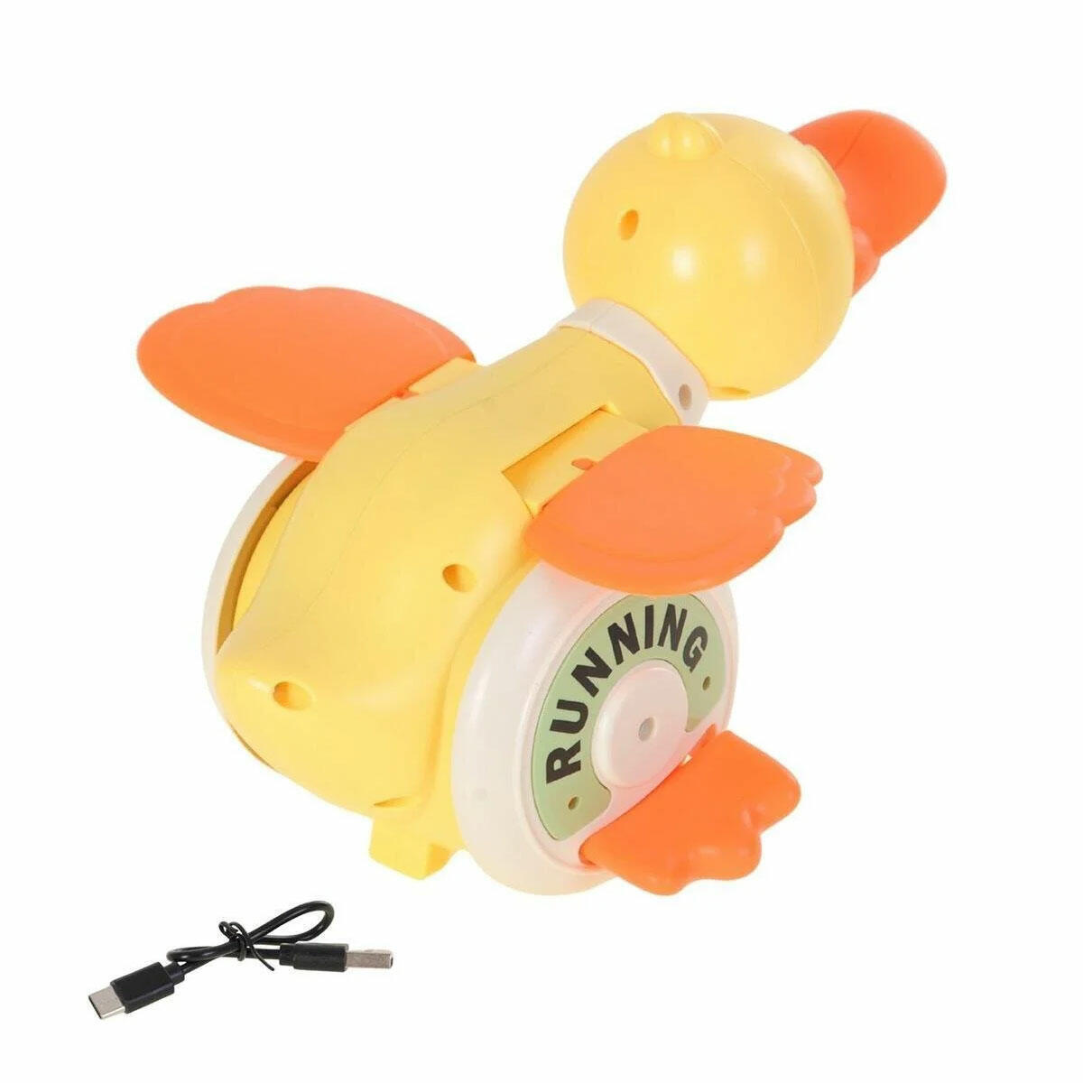 Sesli ve Işıklı Yürüyen Ördek Oyuncak | USB Type-C Şarjlı Foraging Duck | 360° Dönen ve Kanat Çırpan Eğitici İnteraktif Oyuncak