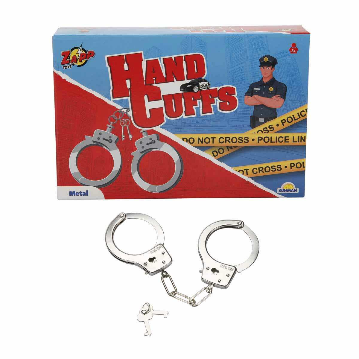 Zapp Toys Metal Kelepçe | Gerçekçi Metal Polis Kelepçesi | Çocuklar İçin Güvenli Rol Yapma ve Kostüm Aksesuarı | Anahtarlı ve Emniyet Kilitli Oyuncak