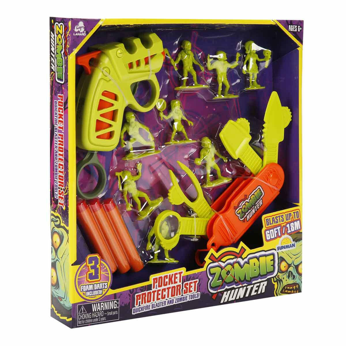 Zombi Avcısı Sünger Dart Atan Silah Oyun Seti | 8 Zombi Figürlü Hedef Seti | 18 Metre Menzilli Hayatta Kalma Kiti