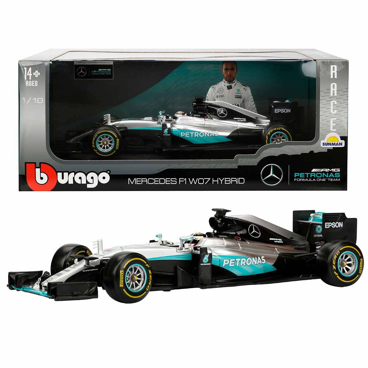 Burago 1/18 Formula 1 Mercedes Amg Petronas F1 W07 Hybrid Model Araba